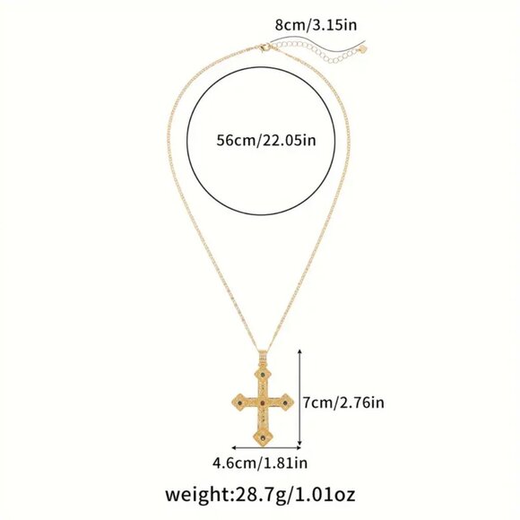 14KGP Copper Cross Pendant Necklace NEW Christian - Picture 3 of 4